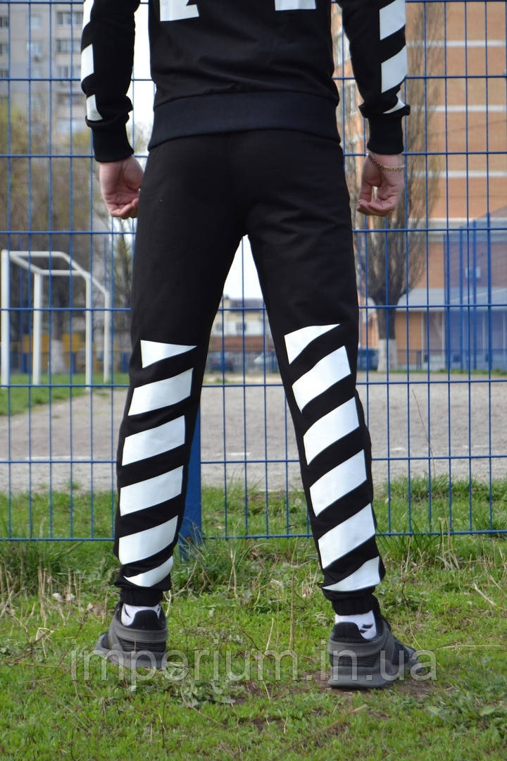 Чорні трикотажні штани з білим логотипом off white