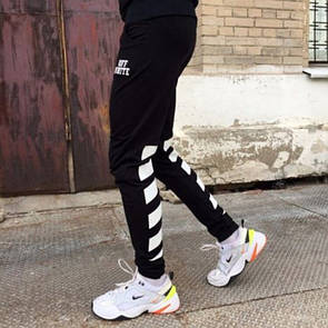 Чорні трикотажні штани з білим логотипом офф вайт | off white