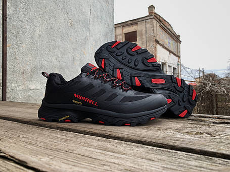Чоловічі утеплені кросівки Merrell Moab Speed GTX чорні з червоним, фото 1