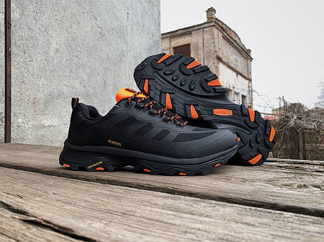 Чоловічі утеплені кросівки Merrell Moab Speed GTX чорні з помаранчевим, фото 1