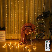 Світлодіодна Гірлянда Штора на мідному дроті Крапля Роси 3 х 3 м Теплий Білий 480 лід