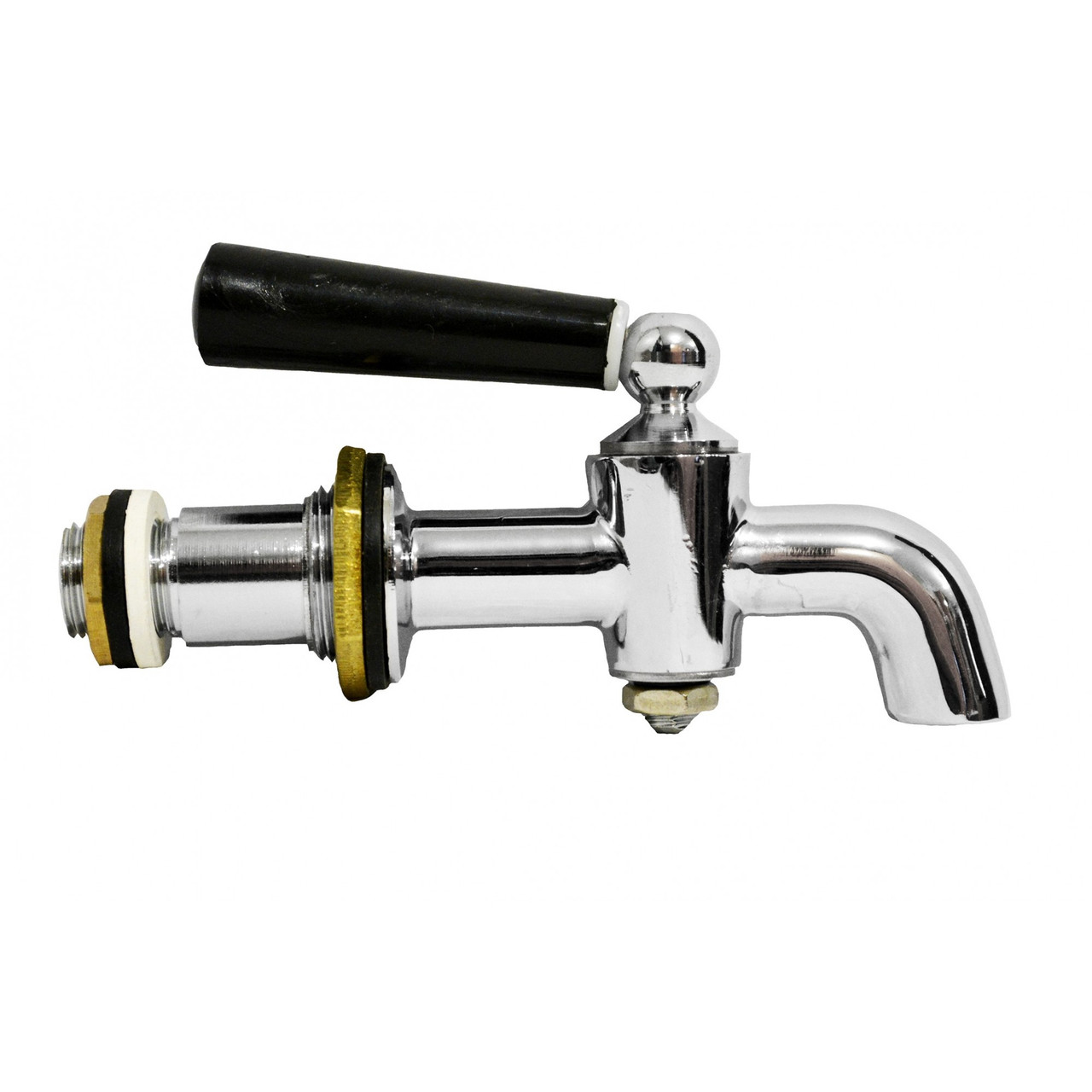 Кран корковий латунний хромований 005, перехідник + гайки для врізання в бак Valve J.G., фото 1