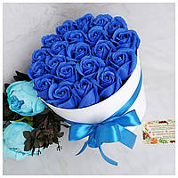 Сині троянди з мила. Букет з синіми трояндами. Подарунок для коханої на 8 березня. Букет для подруги.