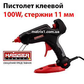 Пістолет клейовий професійний 100W, стрижні 11 мм HAISSER 80431