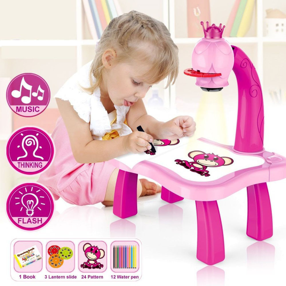 Детский стол-проектор для рисования со светодиодной подсветкой, Розовый, 25×34×21см - фото 6 - id-p1529670664