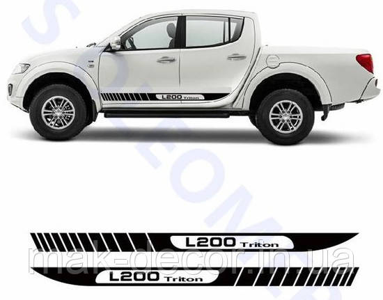 Вінілові наклейки на авто " Полоси L200 TRITON v.2 " 15х190 см