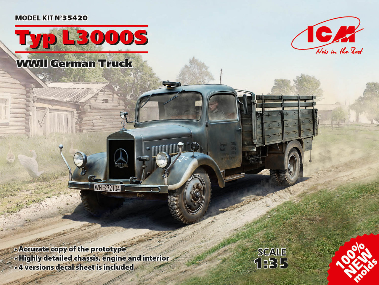 Пластикова модель 1/35 ICM 35420 німецька вантажівка Daimler-Benz Typ L3000S,, фото 1