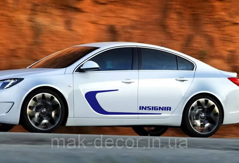 Вінілові наклейки на авто " Полоси Insignia "  45х180 см 2 шт