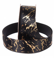 Атласна стрічка "Black&Gold", 2.5 см х 18 м