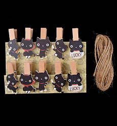 Декоративні прищіпки "Lucky cat" (10 шт), розмір 3,5 см