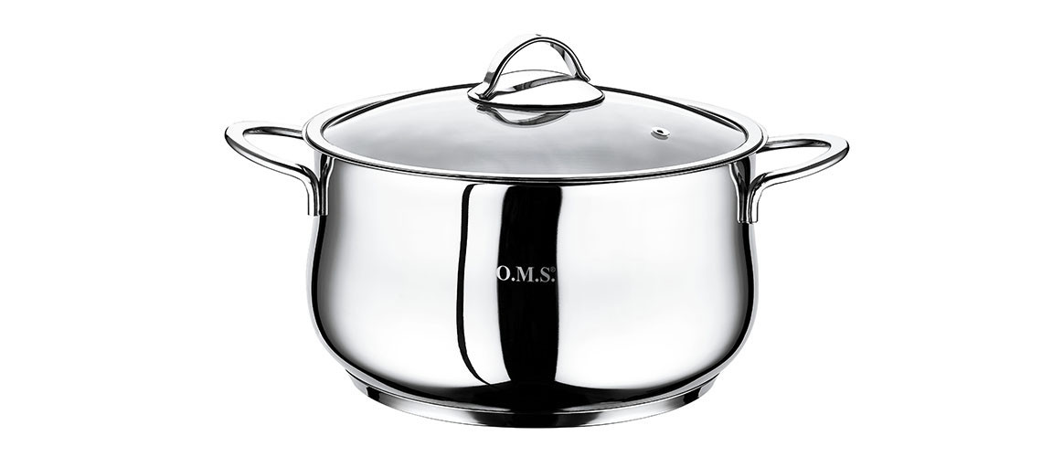 Каструля OMS 2038S-24-6,2л з скляною кришкою
