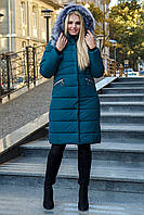 Модная зимняя куртка пальто Miranda с мехом 44-58 размера волна