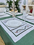Серветка на стіл Новорічна лен з вишивкою 34x48 см.Limaso, фото 5