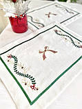 Серветка на стіл Новорічна лен з вишивкою 34x48 см.Limaso, фото 2