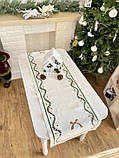 Доріжка на стіл Новорічна лен з вишивкою 40x134 см., фото 2