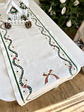 Доріжка на стіл Новорічна лен з вишивкою 40x134 см., фото 3