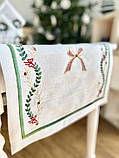 Доріжка на стіл Новорічна лен з вишивкою 40x134 см., фото 4
