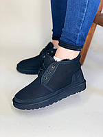 UGG Neumel Boot Black (чёрные). Угги на шнурках черные