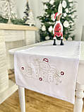 Ранер вишиваний Новорічний "Сніговички"  габардин 40x140 см., фото 2