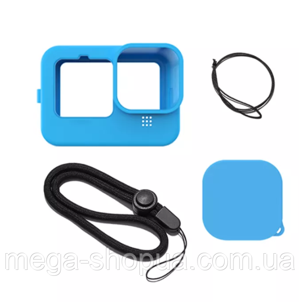Силіконовий захисний чохол для гопро GoPro Hero 11 Black + ремінець + кришка Синій, фото 1