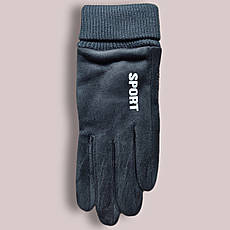 Чорні спортивні замшеві сенсорні рукавички з манжетом