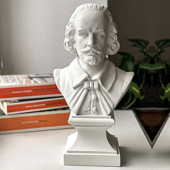 Гіпсовий бюст-скульптура Шекспір (білий), 31 см