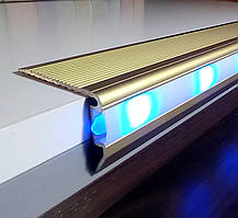 Протиковзкий профіль для ступенів з LED-підсвічуванням А47*33 1, Золото