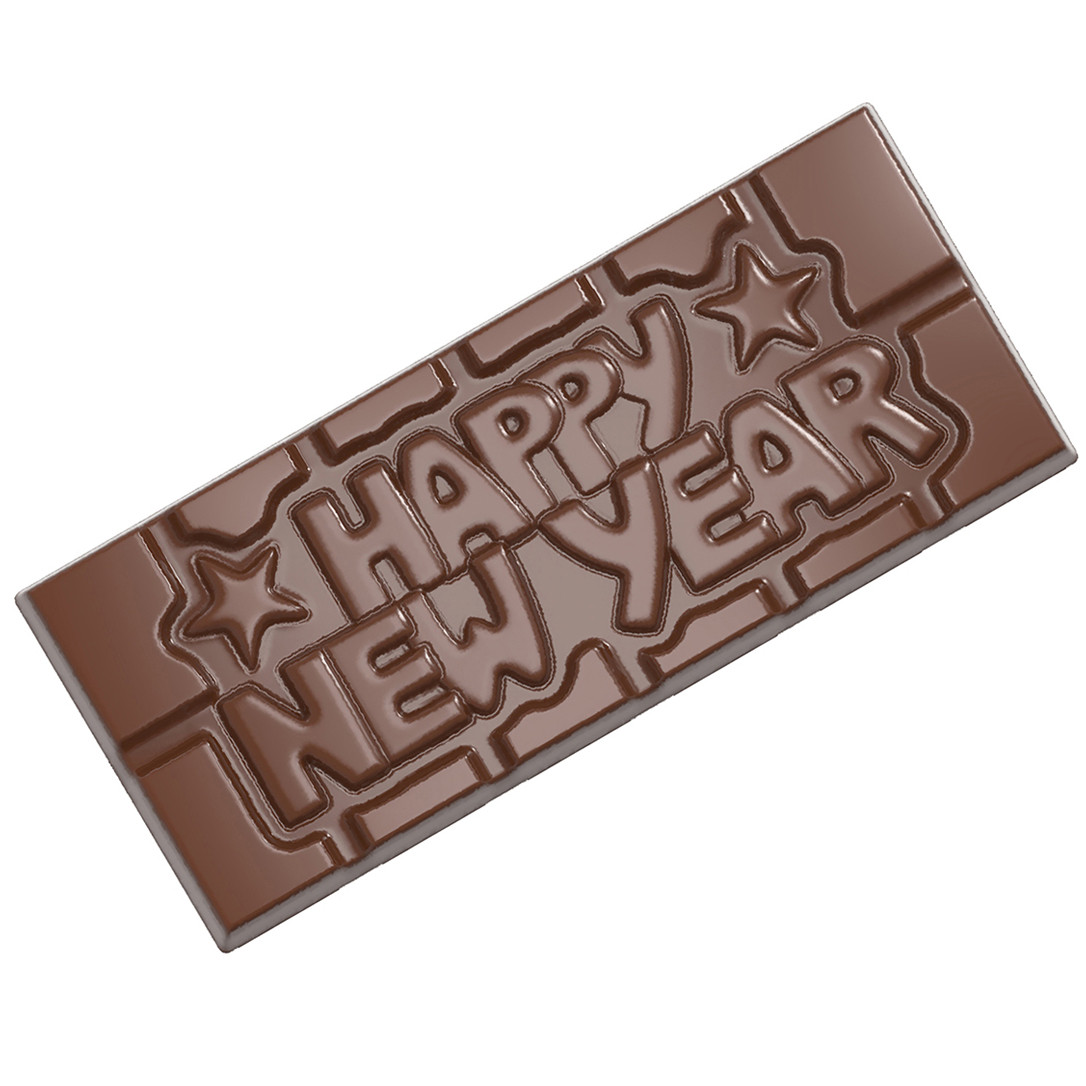 Форма для шоколаду полікарбонатна "Happy New Year" 118х50 мм h 8 мм, 1х4 шт./45 г Chocolate World (12026 CW)