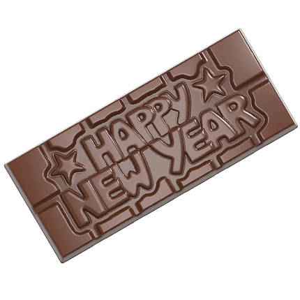 Форма для шоколаду полікарбонатна "Happy New Year" 118х50 мм h 8 мм, 1х4 шт./45 г Chocolate World (12026 CW), фото 1