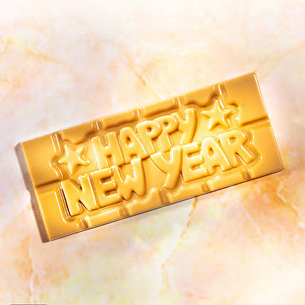Форма для шоколаду полікарбонатна "Happy New Year" 118х50 мм h 8 мм, 1х4 шт./45 г Chocolate World (12026 CW), фото 2