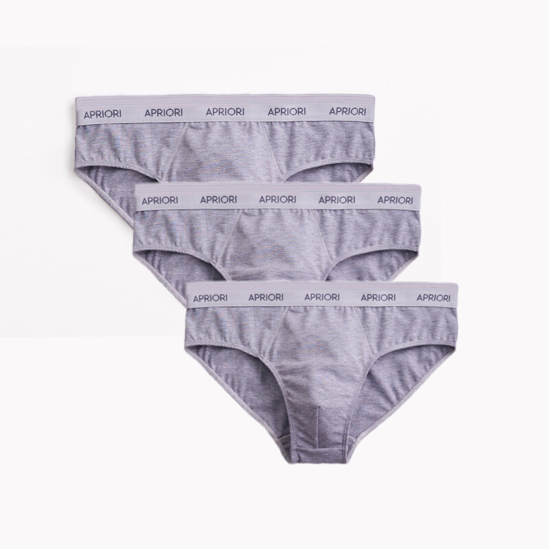 Набір брифів APRIORI класичного сірого кольору, 3 шт., фото 1