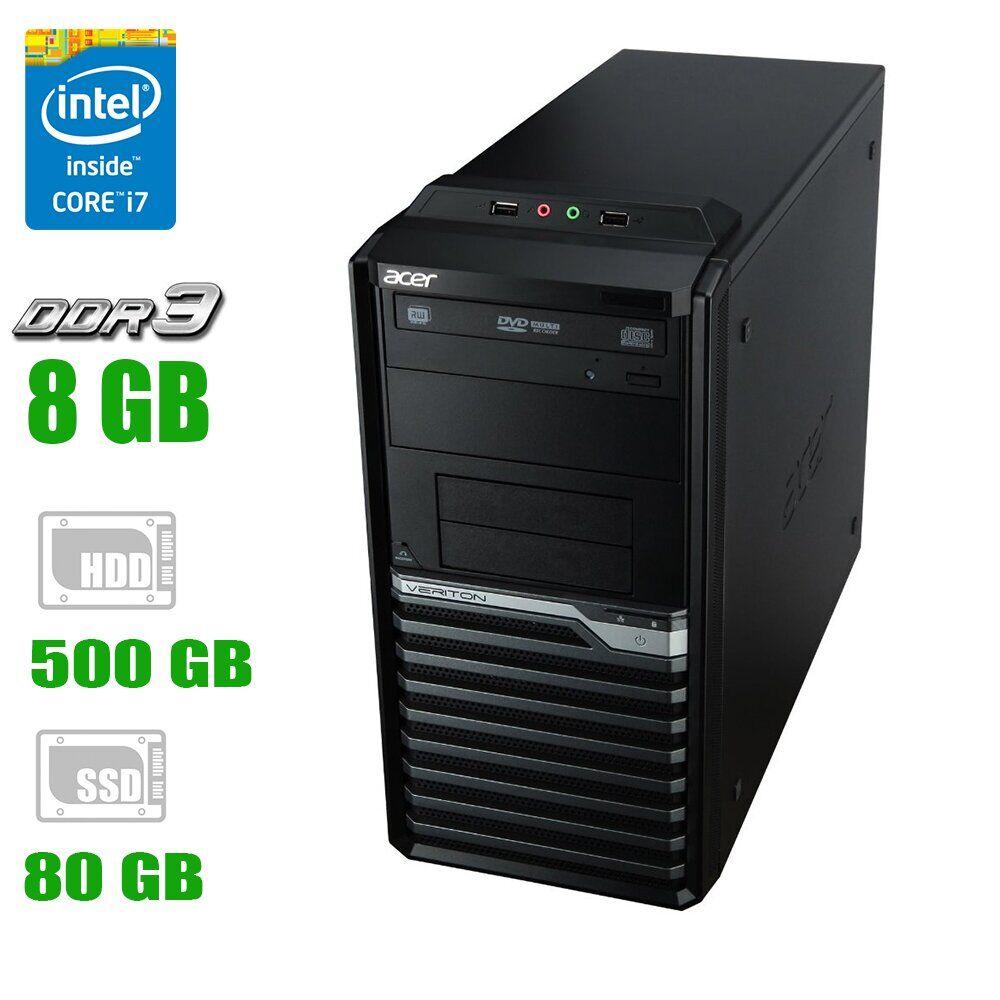 Комп'ютер Acer/ Core i7-4770 4(8)ядра 3.4-3.9GHz/ 8GB DDR3/ 80GB SSD+500GB HDD/ nVidia GeFroce 210 1GB / HDMI