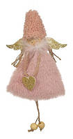 Новогоднее украшение 18 см, Девочка, текстиль, розовый, 3866