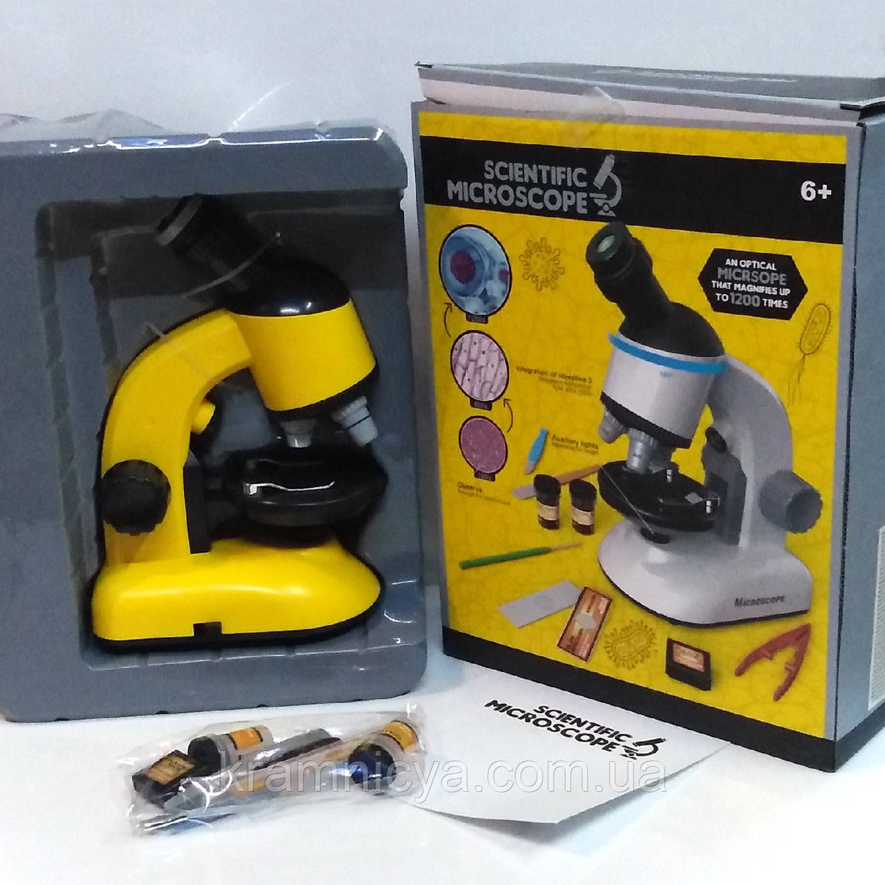 Дитячий мікроскоп Scientific з LED-підсвічуванням. Збільшення: 100x, 400x, 1200x (арт. 1100)