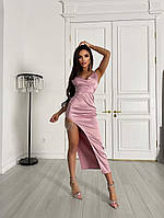 Элегантное вечернее платье с разрезом на ножке, королевский атлас . Размер: S, М. Разные цвета (55866)