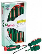 Набір викруток 9 предм. шліц і хрест (картон. упак) HANS (06400-9MG)