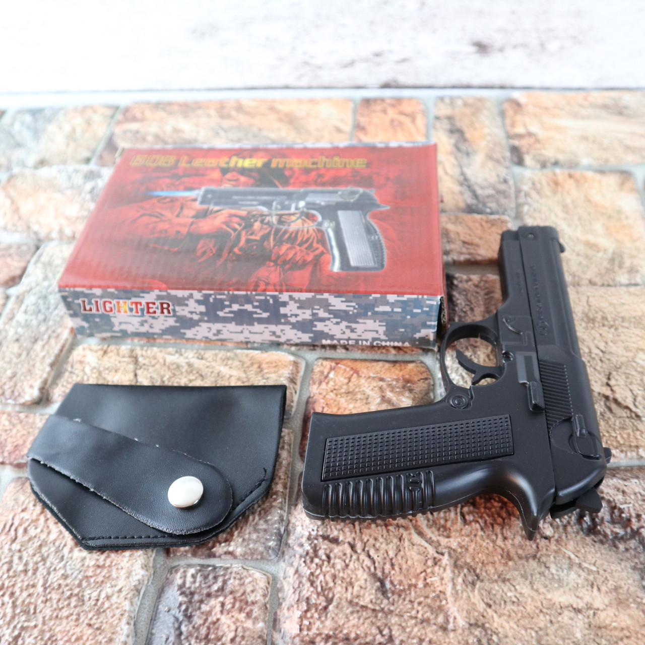 Подарочная зажигалка пистолет металлический Leather macine 608 в кобуре (Оригинальные фото) - фото 5 - id-p1529913109