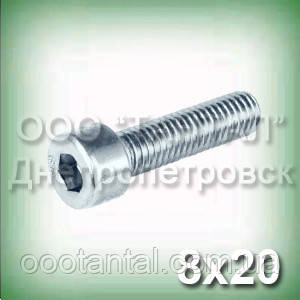 Винт М8х20 нержавеющий ГОСТ 11738-84 (DIN 912, ISO 4762,21269) с цилиндрической головкой под шестигранный ключ - фото 1 - id-p1529912649