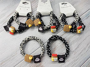 Гумки для волосся Ø7 см текстиль 6 пар/уп.