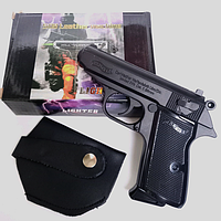 Сувенир зажигалка пистолет Leather macine 508 металл на подарок мужчине парню брату мужу коллеге коллективу