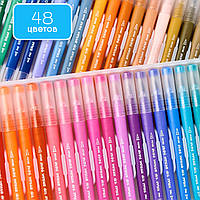 Большой набор маркеров Brush для рисования и скетчинга, двусторонние маркеры на водной основе 48 цветов