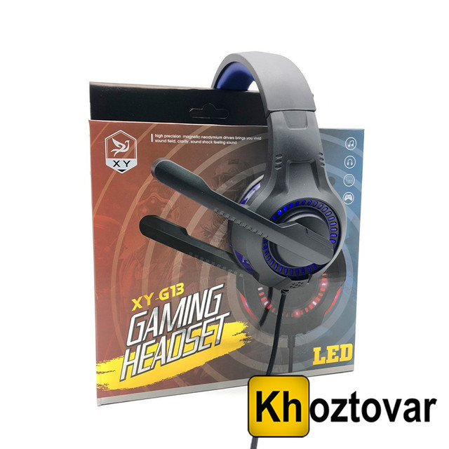 Навушники ігрові XY-G13 LED | Дротові навушники з направленим мікрофоном