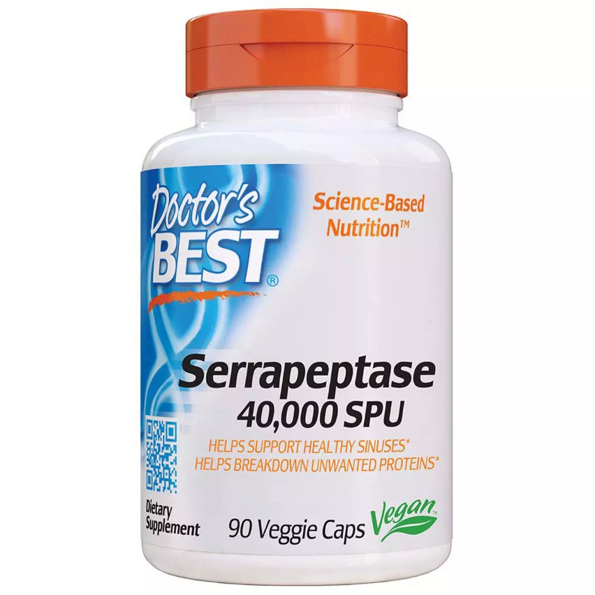 Сертрапапза, Serrapeptase, Doctor's Best, 40,000 SPU, 90 капсул