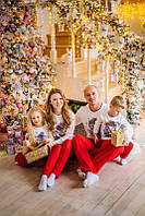 Новогодняя теплая пижама/костюм для фотосесии для ДЕВОЧКИ красно-белая ТИГР в стиле Family look 104,122,128см!