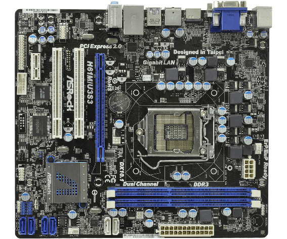 Материнська плата ASRock H61M-DGS + планка, фото 1