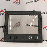 Чавунні дверцята для каміна з жароміцним склом 50 х 60 см