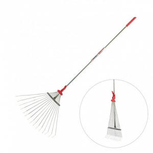 Граблі віялові 15 прутів, металева ручка, регулювання ширини 20-65 см INTERTOOL FT-3008