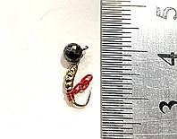 Мормышка вольфрамовая WINTER STAR головастик-личинка с цепочкой d4.0, 0.84 гр. золото-чёрный никель