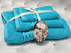 Набір махрових рушників 3 шт Туреччина колір бірюзовий