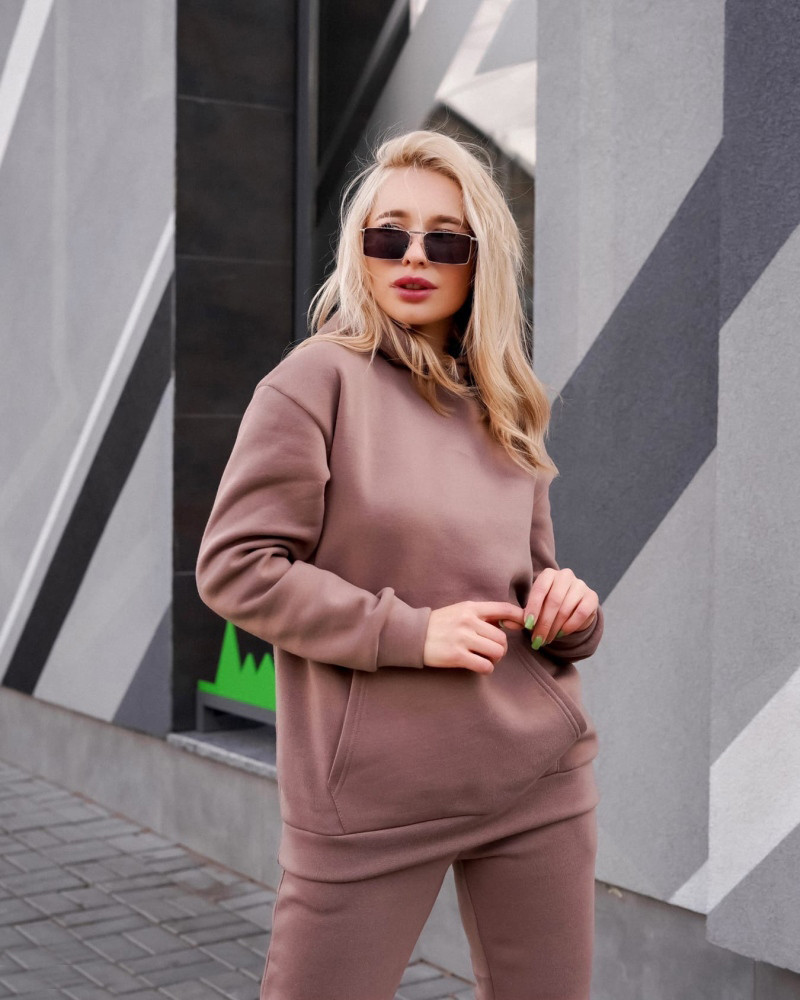 Жіночий теплий спортивний костюм Mocconi Premium Моко на флісі оверсайз